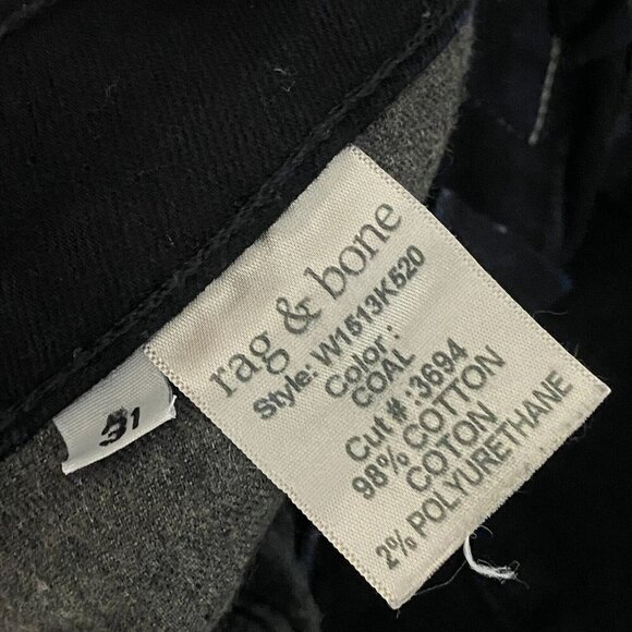 Rag & Bone High Rise Skinny Jeans in Black Coal Size 31 - Picture 8 of 12